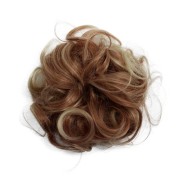 Messy Bun Hårelastik med krøllet kunstigt hår - Blond/kobber mix