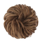 Messy Bun Hårelastik med krøllet kunstigt hår - 6AH27 Askbrun og Gyldenbrun