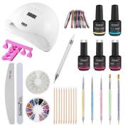 Nagel Starter Kit - Pro Gellak Set met 80W Nageldroger met Display, Kleuren en Accessoires (CA-01 Limited Edition)