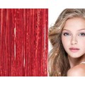 Bling Silver glitter hair Extensions 100 stk glitter hårstrå 80 cm - Rød