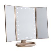Uniq Hollywood Makeup Spejl Trifold spejl med LED lys - Rose Gold