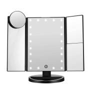 UNIQ Hollywood Makeup Spejl Trifold spejl med LED lys, Sort