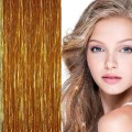 Bling Silver glitter hair Extensions 100 stk glitter hårstrå 80 cm - Guld