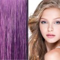 Bling Silver glitter hair Extensions 100 stk glitter hårstrå 80 cm - Lilla