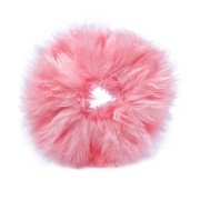 Hårelastik med pels - Faux Scrunchie, pink