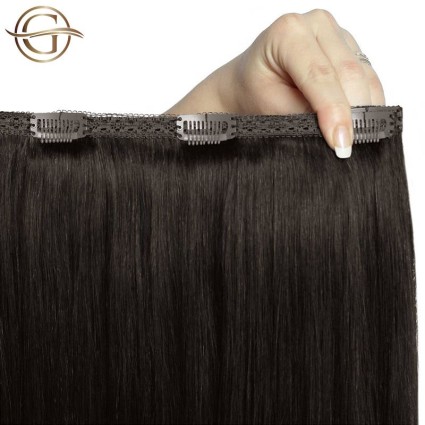Clip on hair extensions #2 Dark Brown - 7 pieces - 50 cm | Gold24