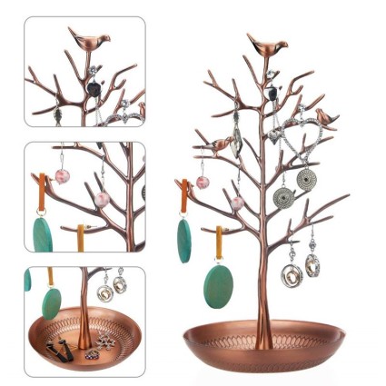 Vintage smykketræ med 3 fugle (bronze)