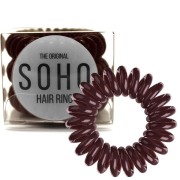 SOHO Spiral Hair Ring Elastics, Chocolate brown - 3 pcs