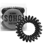 SOHO Spiral Hair Ring Elastics, All Black - 3 pcs