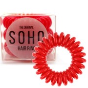 SOHO Spiral Hair Ring Elastics, Strawberry Red - 3 pcs