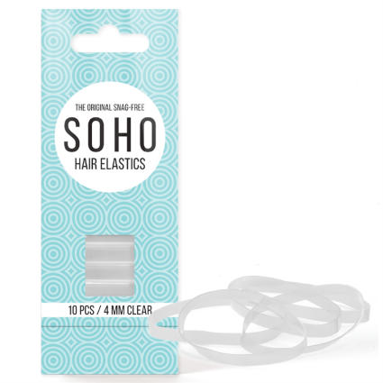 SOHO Snag-Free Hair Elastics, Clear - 10 pcs