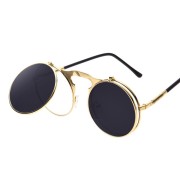 Steampunk Solbriller i Guld med flip funktion