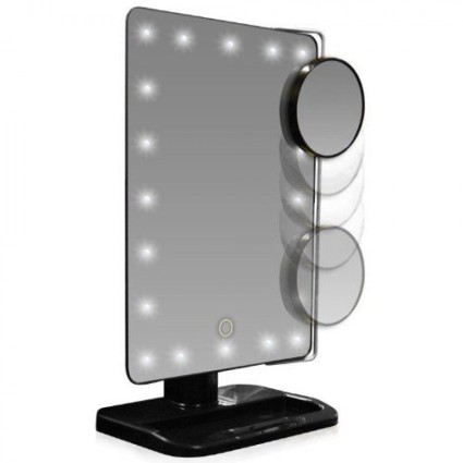 UNIQ Hollywood make up spejl sort m/ 21 LED Lys + m/ 10 Forstørrelse