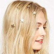 Stjerne hårspiraler i guld - 5 stk.