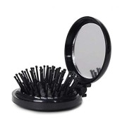 Kompakt makeup spejl med børste - Sort